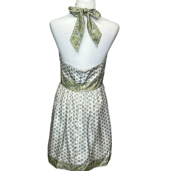 BCBGMaxAzria Silk Halter Dress Green - Picture 4 of 7